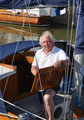 John Lindblom, internationally recognized motoryacht designer, on board of his sailyacht Freedom of Nagu