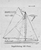 Finn-veneen purjepiirros. Frisk Bris 1911. 