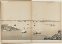Panoraama näkymä Suomenlinnaan, litografia von Wright, Strömer ja Liewendahl. Alkuteos julkaistu 1845, uudistettu 1863. Museovirasto HK 19560101:5.2