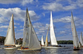 8 mR AMORITA S-16 on the right. Other yachts from left: BEDUIN S B-01 from year 1901, and Sk 75 ESTRELLA S-30, and Sk 95 BRITT-MARIE S-8. Foto: Stockholm