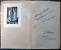 Kirjan omistajan Sulho Aarman exlibris ja päiväys