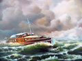 Piksborg taiteilija G. Philip'in kuvaamana. Kuvan lähetti merikapteeni Måns L.M. Suneson, joka omisti veneen Ruotsissa 1968-1985.
Piksborg painted by G. Philip. Picture was sent by Captain Måns L.M. Suneson, who owned the yacht in Sweden in 1968-1985.