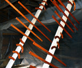 Lakattujen listojen kuivausteline  -  Drying the varnished mouldings