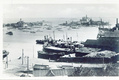 Blekholmen ja Klippan 1920-30 luku. Emil Suortin veistämöstä näkyy NJK:n talon vasemmalla puolella osa, oikealla puolella Blekholmens båtvarv. Postikortti, Ari Alhamon kokoelma. Kuvaaja tuntematon.