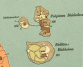 Blekholmarna 1909. Helsingin kaupunginarkisto, kaupunkisuunnitteluvirasto, asemakaavaosaston arkisto. Osa kartasta