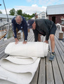 s/y Prompt genoa. Prompt is the Norlin - designed yacht built by Henry Orrman at Emsalö. The last yacht by Orrman.